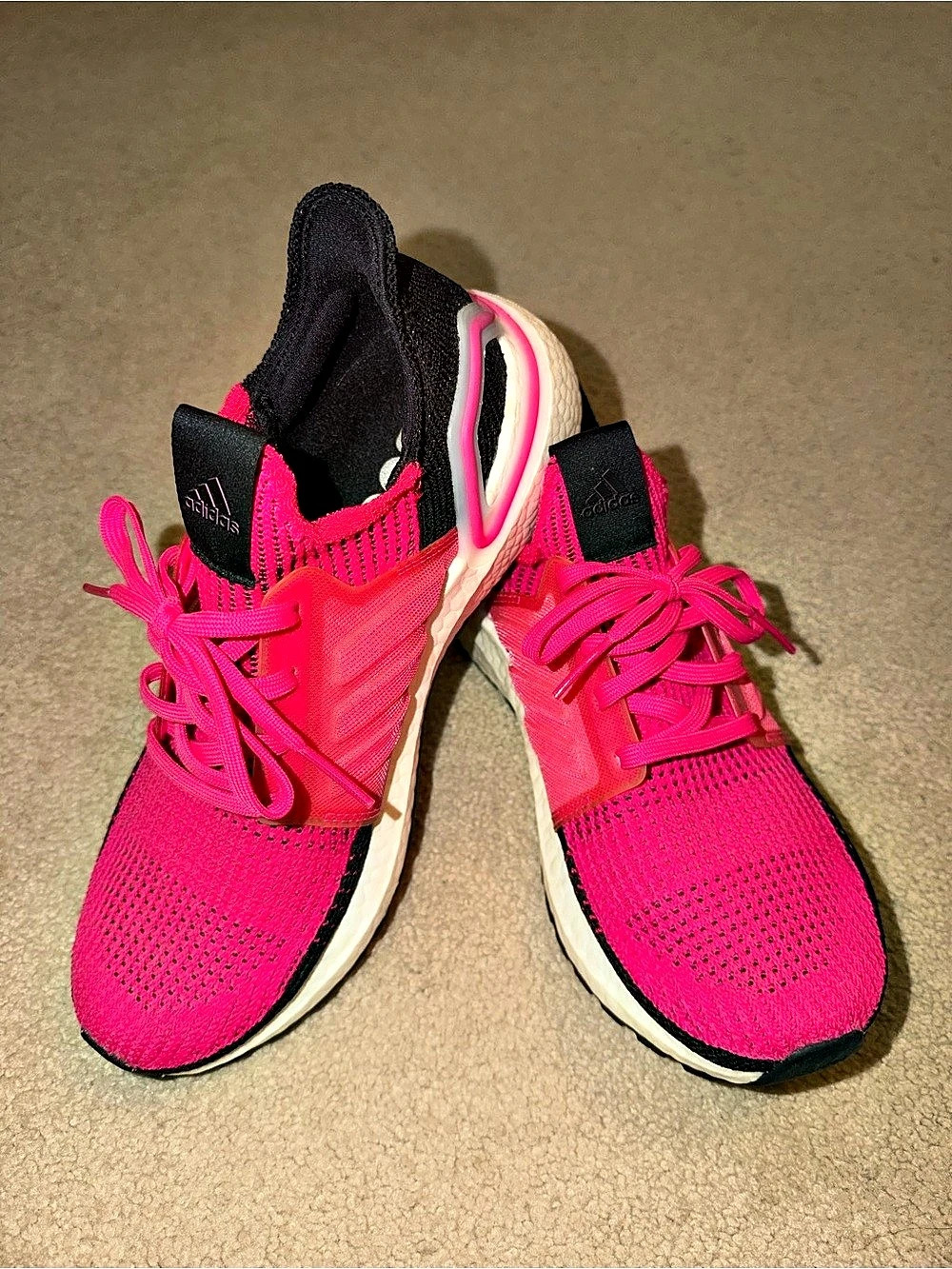 ADIDAS ULTRABOOST 19 SHOCK PINK BLACK SNEAKERS WORN ONCE SIZE 8.5